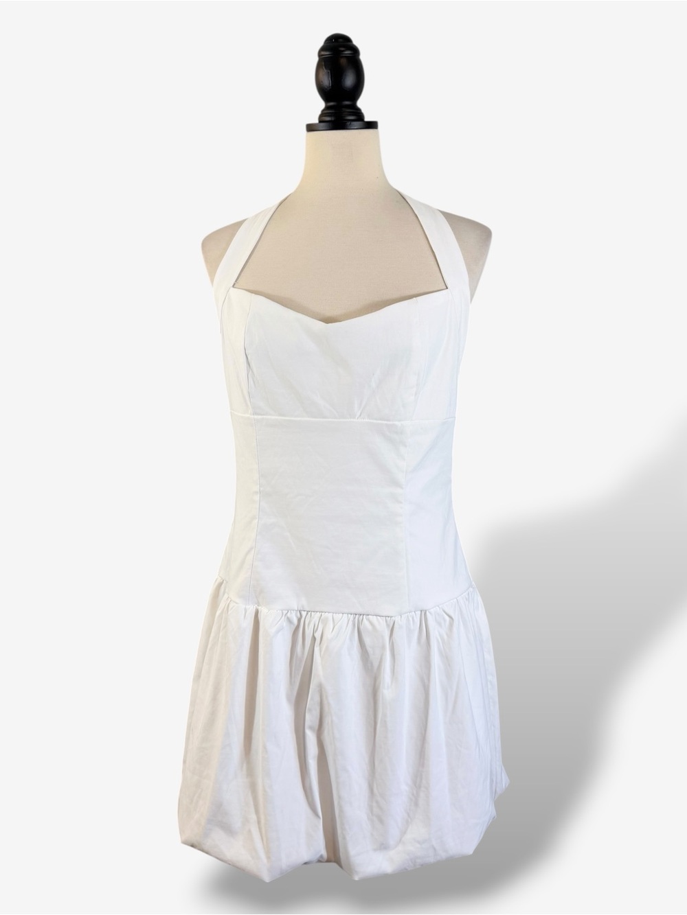 Wild Fable White Halter Bubble Hem Mini Dress Size M Tennis Preppy Sporty Casual